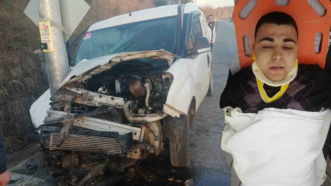 Hurdaya dönen araçtan sağ kurtuldu.