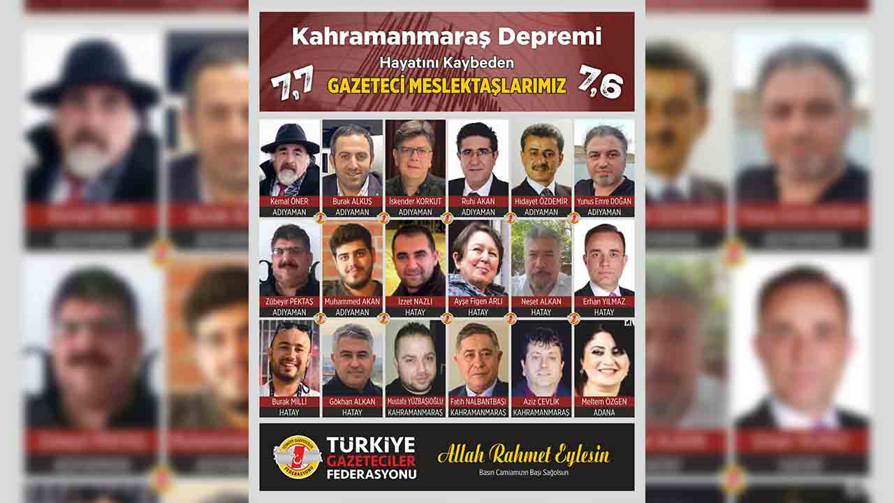 TGF; Acımız büyük 18 meslektaşımızı depremde kaybettik